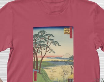T-shirt Japanese Ukiyo-e Art Tee, Pine Trees and Lake with Mount Fuji  Design, Classic Hokusai Hiroshige Woodblock Print Gift For Art Lovers