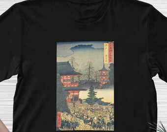 Japanese Ukiyo-e T-Shirt: Asakusa Temple Art, Hokusai Hiroshige Print