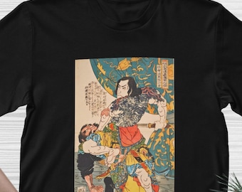 Ukiyo-e Tattooed Warrior T-Shirt: Kuniyoshi Suikoden Print