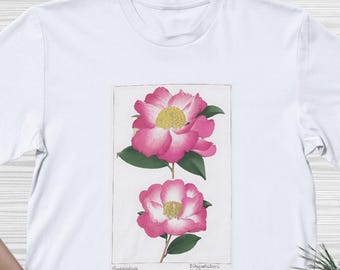Ukiyo-e Art T-Shirt: Japanese Woodblock Print, Botanical Design