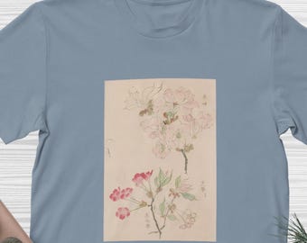 T-shirt Japanese Ukiyo-e Art Tee, Jananese Floral Art Design, Classic Hokusai Hiroshige Woodblock Print Gift For Art Lovers