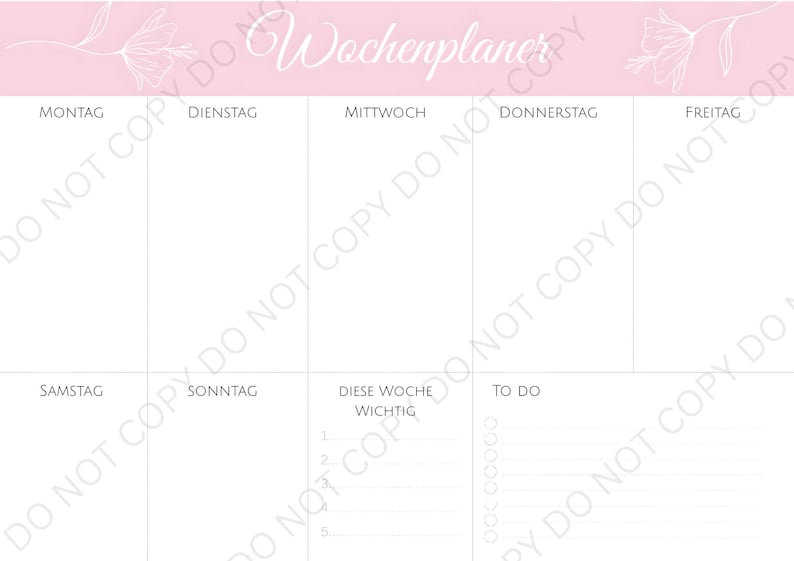 Weekly Planner | 6 Colors & 3 Formats (A3, A4, A5) | Weekly Overview ...