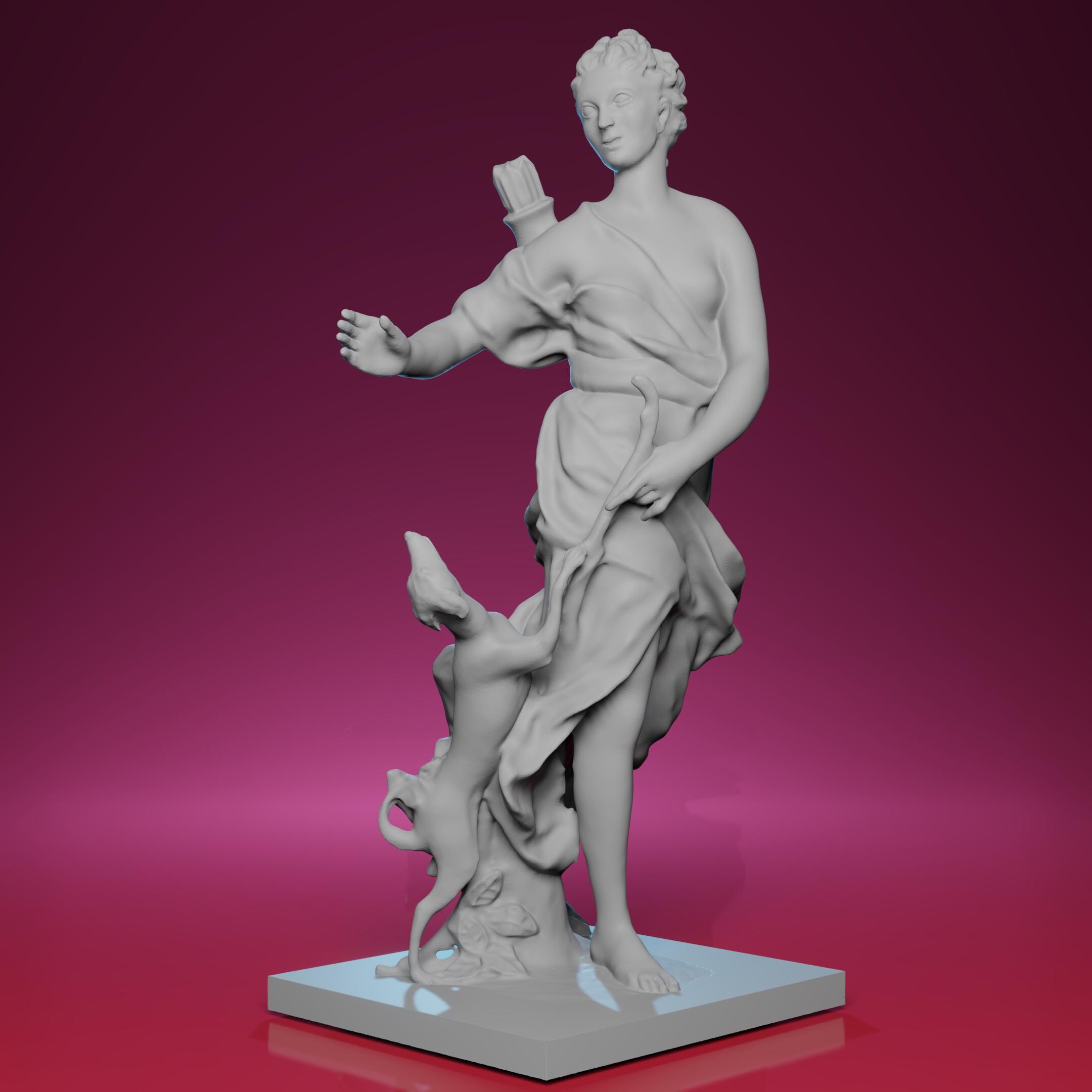 3D Printed Companion of Diana III Statue - Inspired by the Louvre