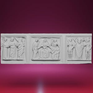 3D-geprinte Madonna met kind met reliëf van toegewijden – geïnspireerd door Castello Sforzesco in Italië