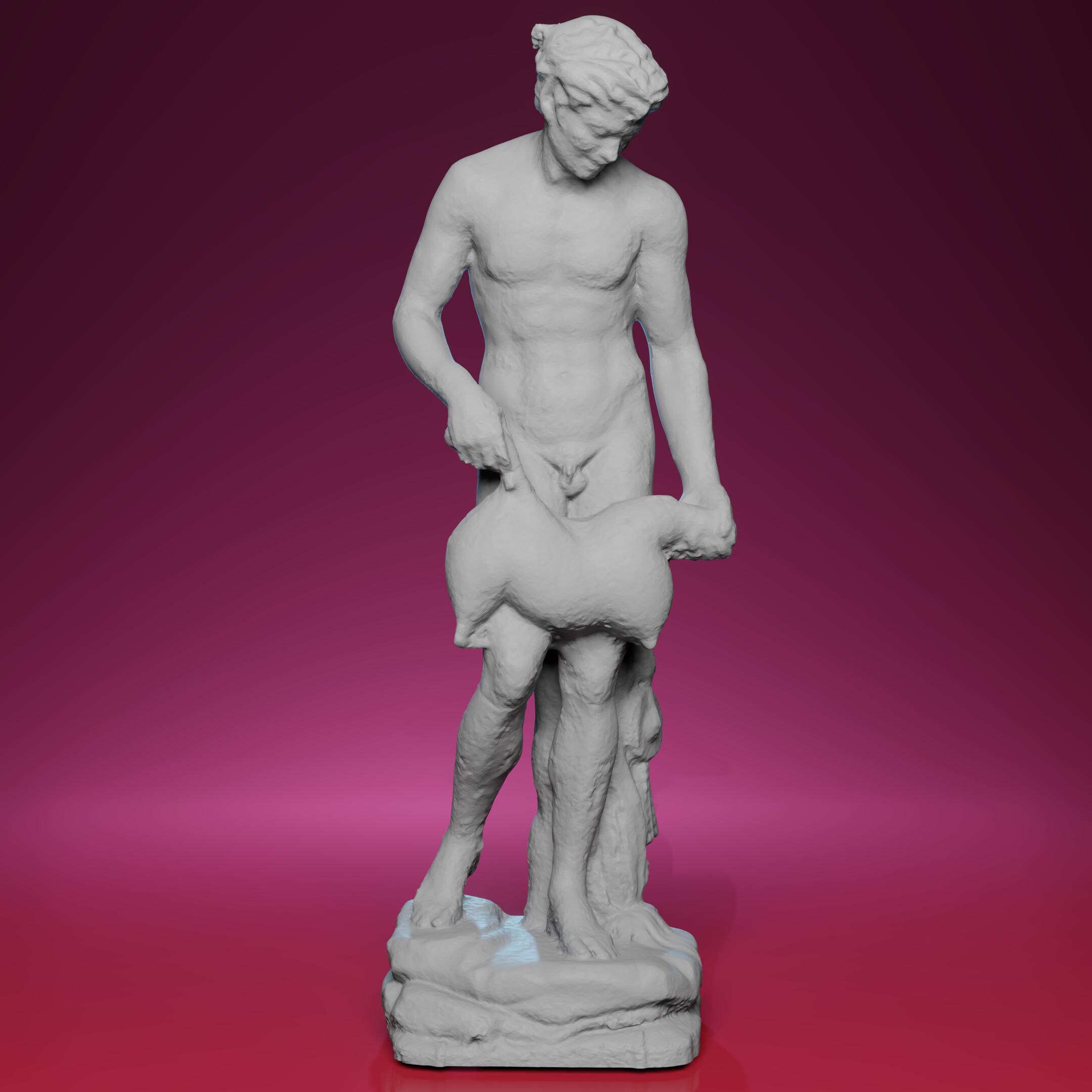 3D Printed Satyr Holding a Wineskin Statue – Inspired by the Art ...