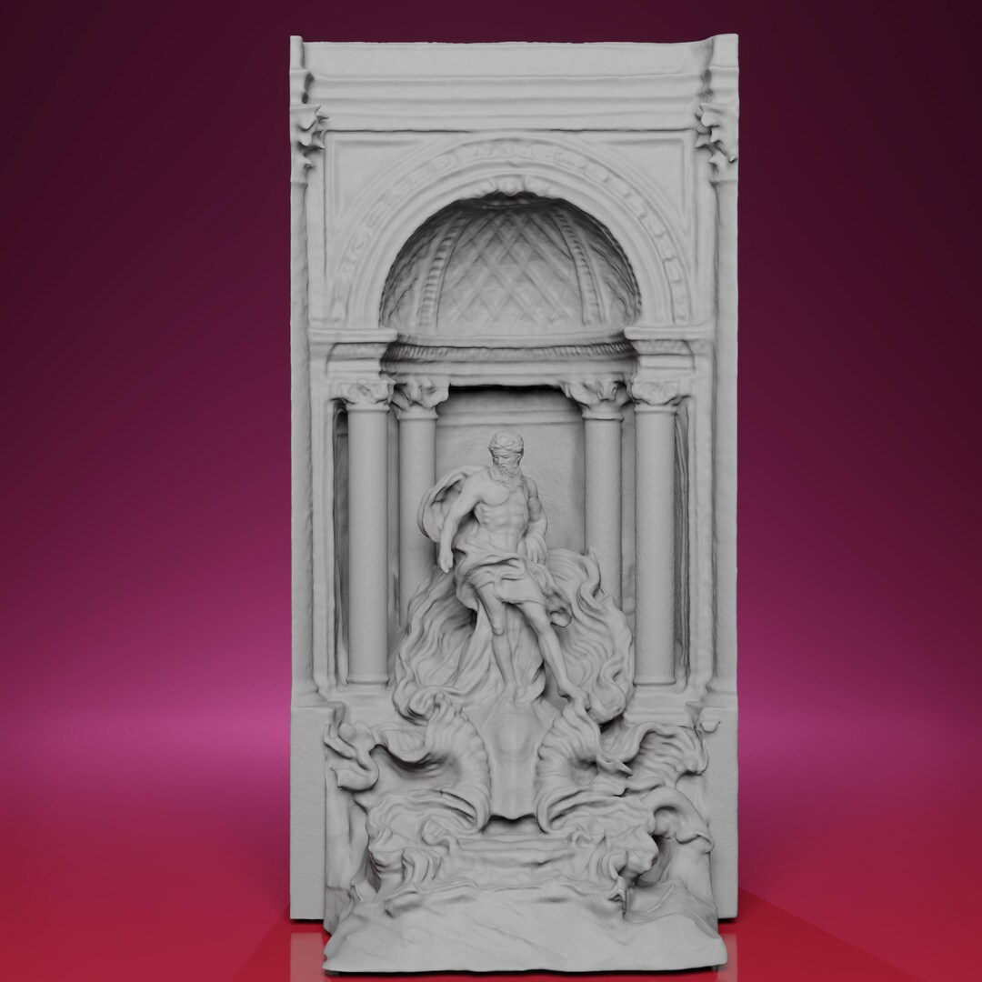 3D Printed Oceanus: Trevi Fountain Sculpture – Inspired by Rome in