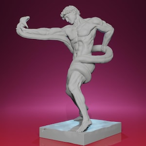 3D Printed Athlete Wrestling a Python – Inspired by Walker Art Gallery Sculpture, Classical Myth Statue, Heroic Decor Piece