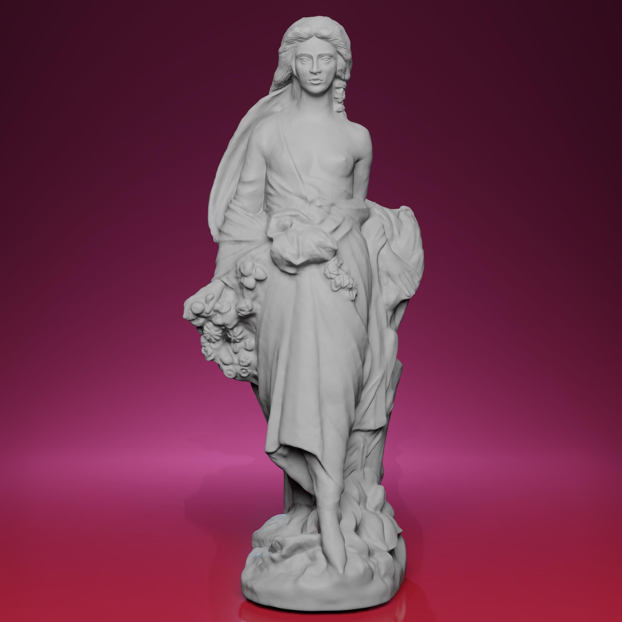 3D Printed Draped Woman With Flowers Statue – Inspired by Palazzo