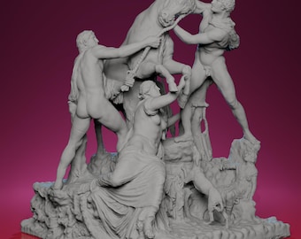 3D Printed Farnese Bull Sculpture – Inspired by Naples Archaeological Museum Masterpiece, Greek Mythology Decor, Classical Replica