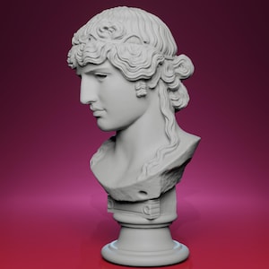 3D Printed Antinous Mondragone, Louvre – Inspired by Classical Roman Sculpture, Home Decor Bust
