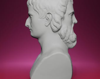 3D Printed Bust of Two-Faced Janus Sculpture – Inspired by the State Russian Museum in St. Petersburg