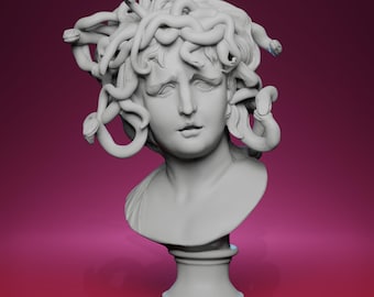 3D Printed Bust of Medusa – Inspired by Musei Capitolini Sculpture, Mythological Home Decor, Classical Display Piece