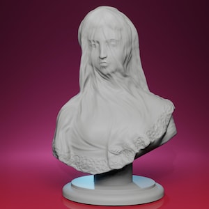 3D Printed Bust Of A Veiled Woman – Inspired by Sotheby&#39;s Auction Sculpture, Classical Bust, Elegant Home Decor