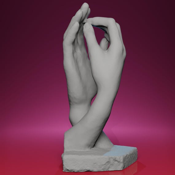3Dプリントされた大聖堂の彫刻 - ロダン美術館の傑作「絡み合う手」の