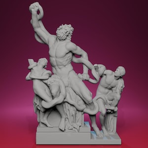 3D Printed Laocoon Group Sculpture – Inspired by Vatican Museum Masterpiece, Greek Myth Scene, Hellenistic Art Replica