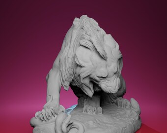 3Dプリントされたライオンと蛇の像 - パリのルーブル美術館に