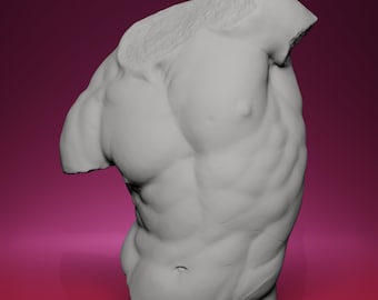 3D Printed Gaddi Torso Replica – Inspired by Uffizi Gallery Sculpture in Rome, Ancient Male Form, Classical Fragment Decor