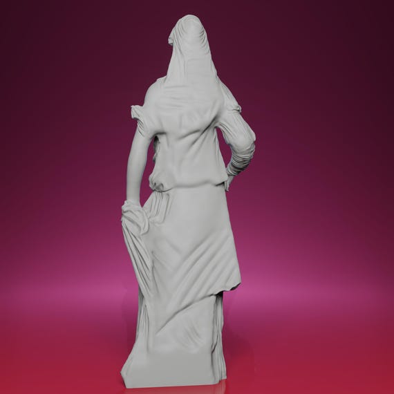 3Dプリントのベールをかぶった女性の胸像 - ルーブル美術館の彫刻に