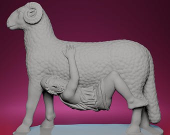 3D Printed Odysseus Escaping Polyphemus – Inspired by Palazzo Doria Pamphilj Relief in Italy, Mythological Sculpture, Classical Home Decor