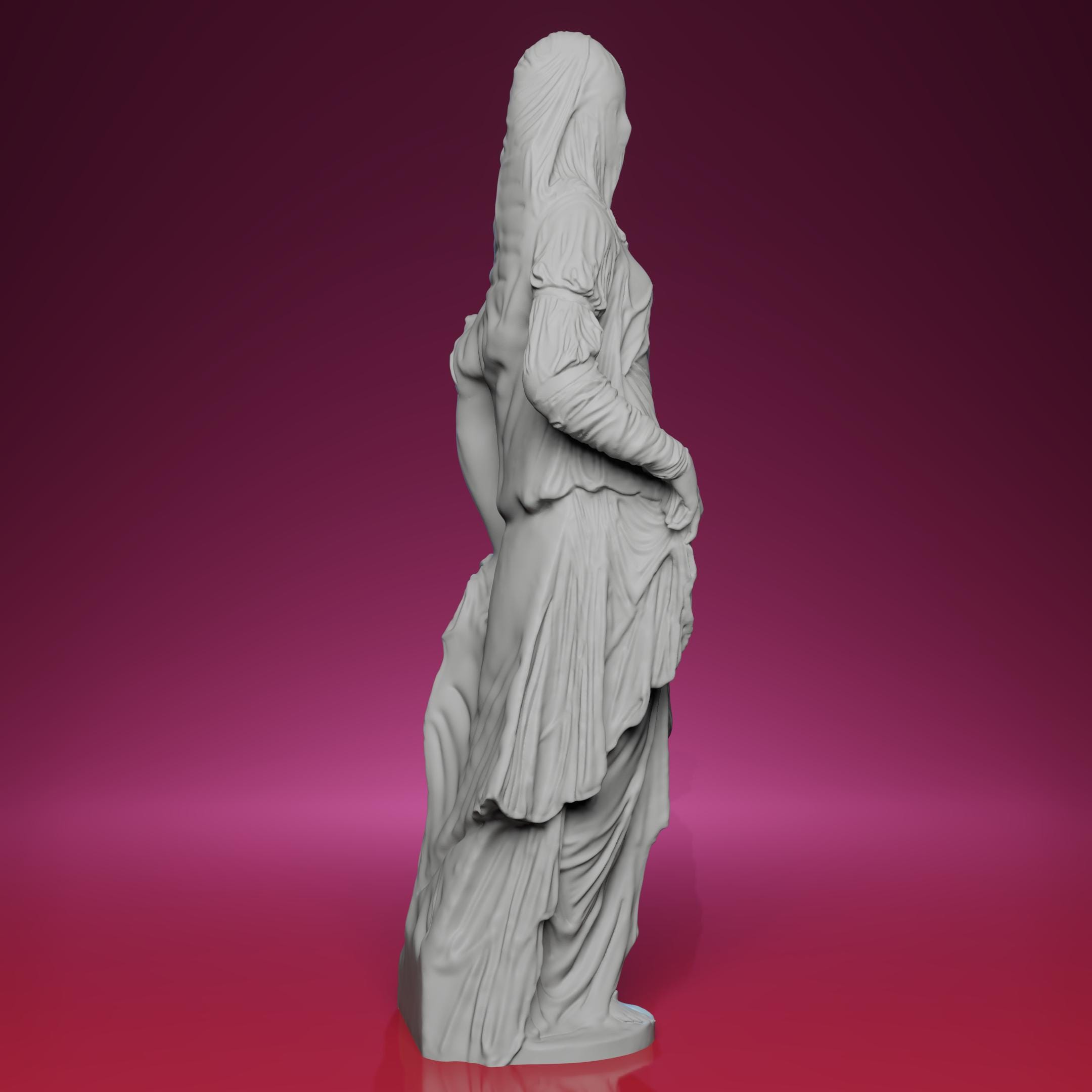 3Dプリントのベールをかぶった女性の胸像 - ルーブル美術館の彫刻に