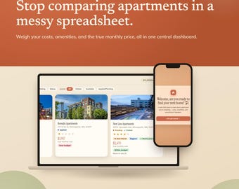 Apartment Hunting Tracker | Compare Apartments & True Rent Cost | Find Your Best Match | Rental Search Organizer | Web App