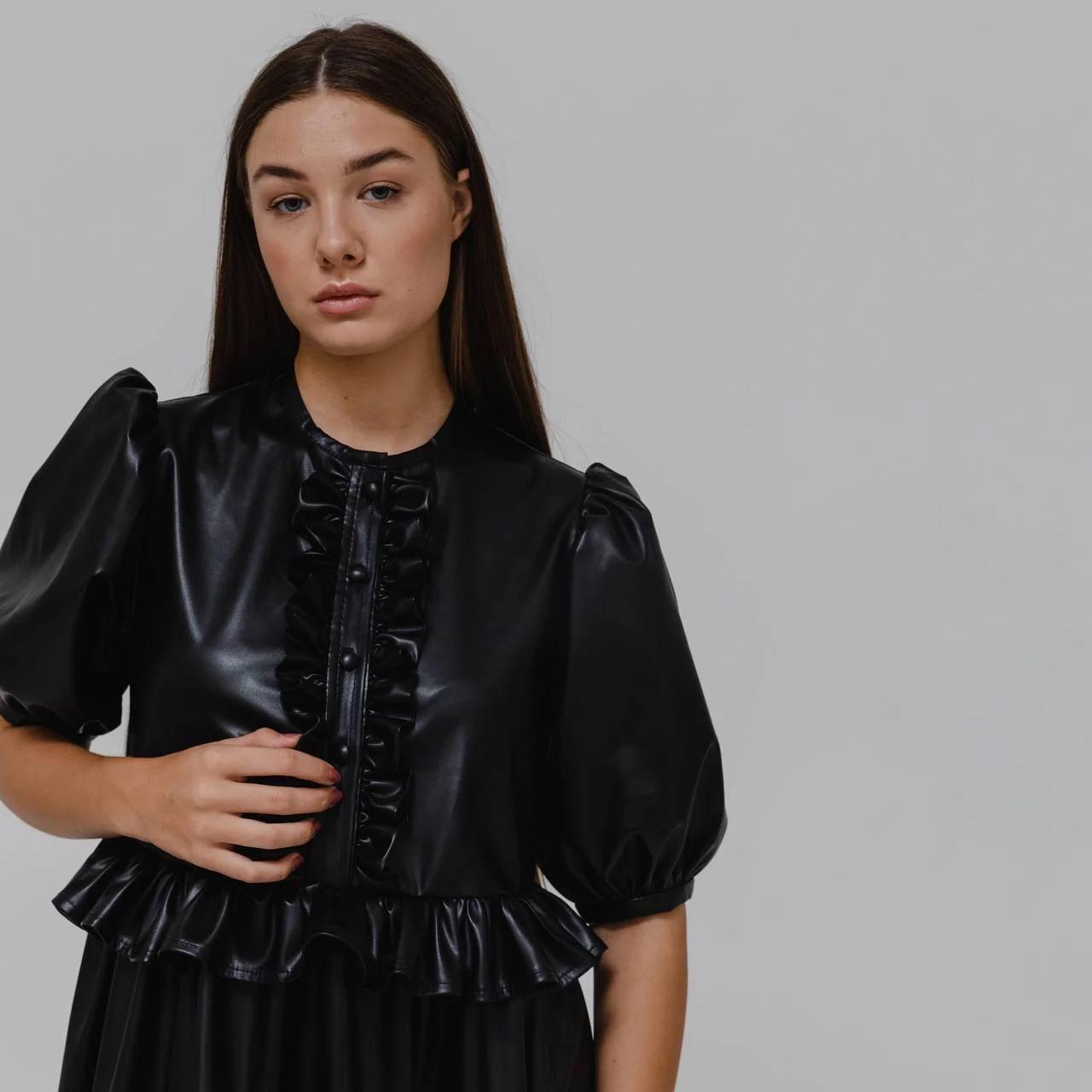 black leather peplum dress Antonio Melani