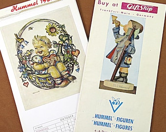 Calendrier partiel de carte postale Hummel 1962 en allemand, brochure de figurines de la boutique de cadeaux de Francfort