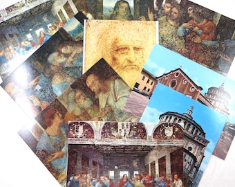 Cartes postales vintage de la Cène, église Santa Maria, Milan, lot de 8 non utilisées dans une enveloppe