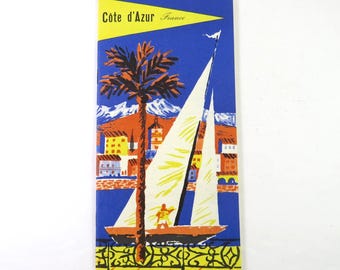Brochure de voyage sur la Côte d'Azur, la Côte d'Azur des années 50