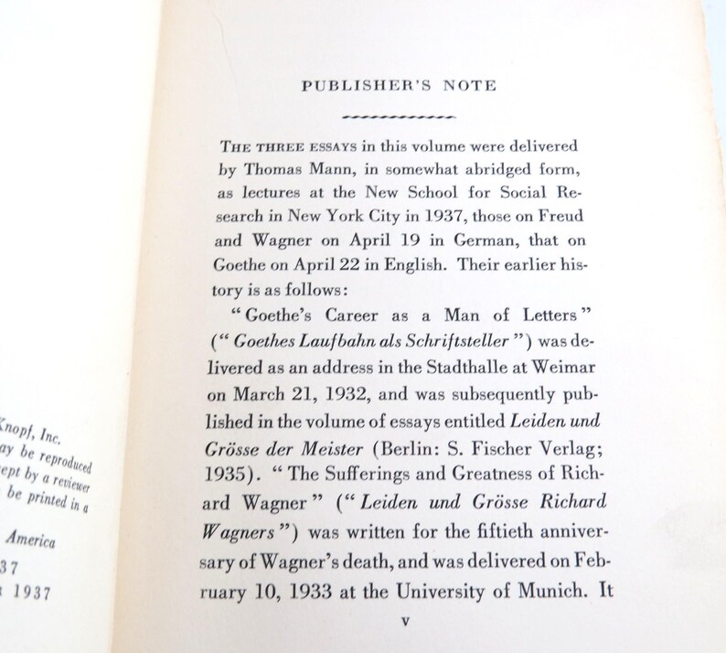 Vintage Thomas Mann Book: Freud, Goethe, Wagner by German Novelist 1930s zdjęcie 3