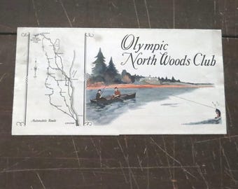 Vintage Olympic North Woods Club Brochure, Proposed Members Only Clubhouse Plans, Chain Of Lakes Wisconsin, 1920s-30s