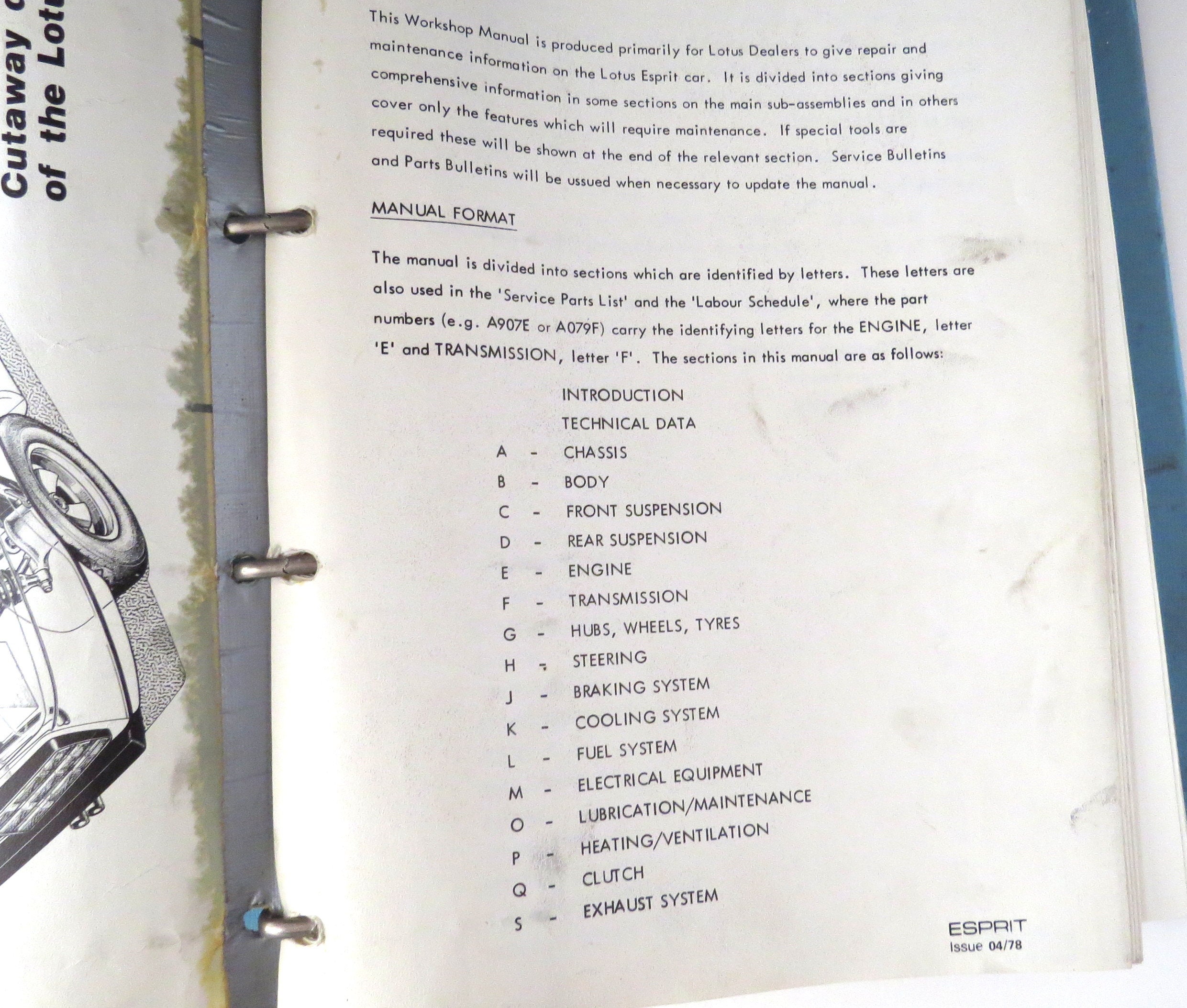 Lotus Esprit Workshop Manual 1979 All Models & Service Part | Etsy