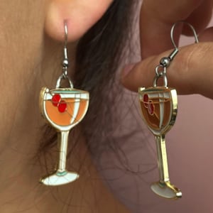 Cute Handmade Earring Summer Outfit Accessory Enamel Earrings Cocktail Gift Idea for Bartender Fashion Accessory for Party Statement Jewelry