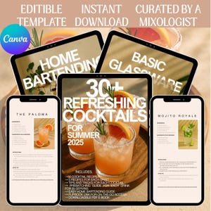 Guide numérique des cocktails Modèle de livre de recettes de boissons d'été à télécharger Modèle de guide d'organisation de fêtes