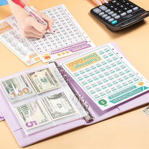 100 Envelopes Money Saving Challenge, Money Saving Budget Binder with Cash Envelopes, Motivational Process to Save 5050, Money Saving