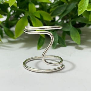 Minimalist Sterling Silver Double Wave Ring: Adjustable Open Band