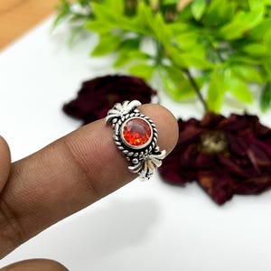 Vintage Fire Opal Sterling Silver Ring: Antique Style October Birthstone