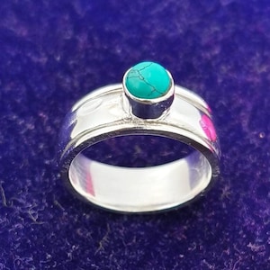 Sterling Silver Turquoise Ring: Handmade Boho Gemstone Band