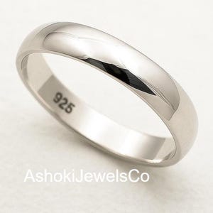 925 Sterling Silver Dome Band Ring: Unisex Wedding Jewelry
