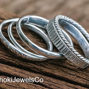 Minimalist Sterling Silver Ring Set: Stackable Boho Jewelry