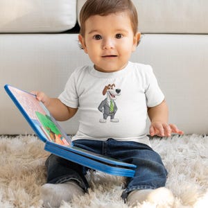 Cute Dog in Suit Baby T-Shirt, Funny Kids Tee, Baby Shower Gift, Pet Lover Outfit, Birthday Gift for Toddlers, Playful Infant Apparel