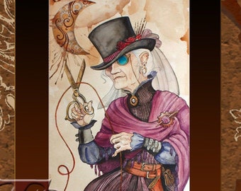 Atropos (alone- from The Three Fates) 8x10 STEAMPUNK ART PRINT from original artwork by Felix Eddy