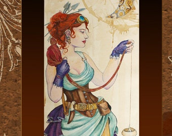 Clotho (alone- from The Three Fates) 8x10 STEAMPUNK ART PRINT from original artwork by Felix Eddy