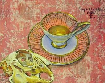 Lepus Teacup -8x8 archival Print from Original artwork by Felix Eddy