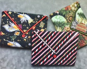 Christmas Padded Clutch Bag: Handmade Cotton Travel Case