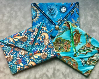 Handmade Padded Cotton Clutch: Travel Cosmetic & Tablet Case