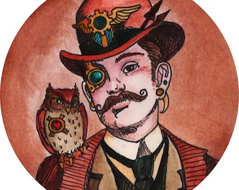 Custom Miniature Steampunk Portrait 4"- 6" Personalized Original ARTWORK Just For You