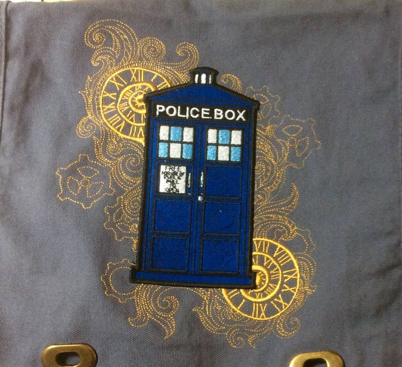 POLICE BOX Embroidered original Steampunk Messenger Bag