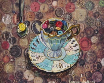 Cup of Buttons -8x8 archival Print from Original artwork by Felix Eddy