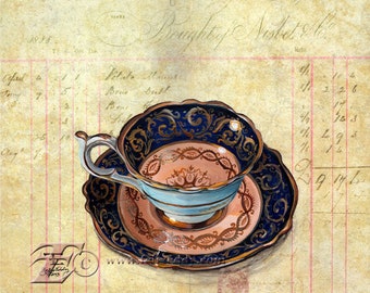 Bone dust Teacup -8x8 archival Print from Original artwork by Felix Eddy